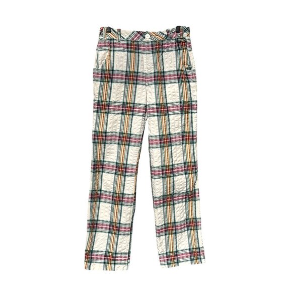 Free People Marlowe Yard Dye Trousers Womens 6 Plaid Seersucker - Picture 2 of 9